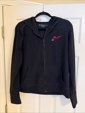 Beyond Yoga Black Hoodie with Pink Emblem
